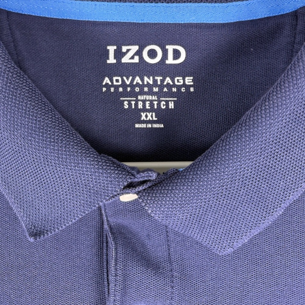 IZOD Mens XXL Polo Shirt Navy Blue Advantage Performance Natural Stretch Pique